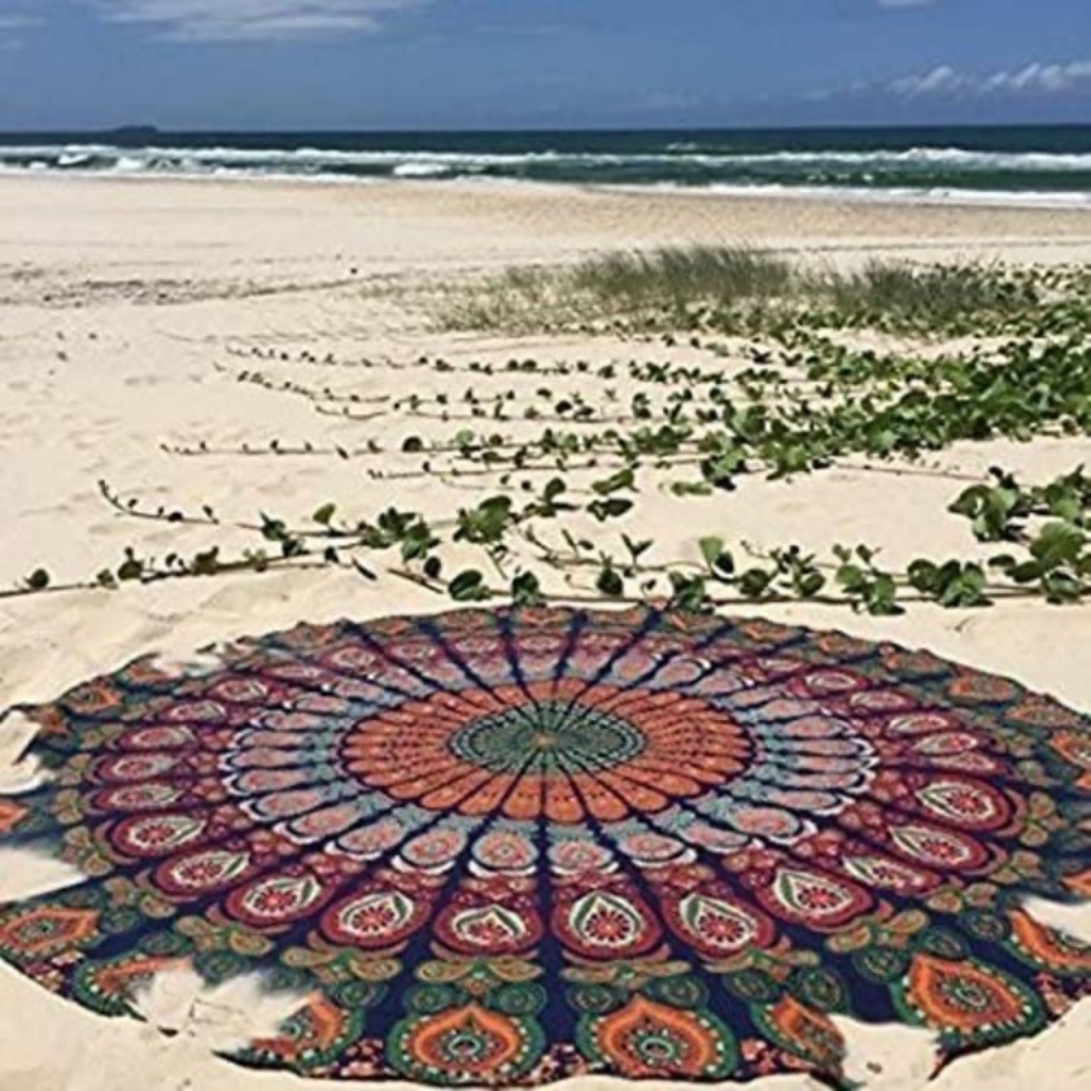 Mandala Hippie Bohemian Floor/Beach Mat Symmetrical Pattern Retro Room Decor - Picture 7 of 8